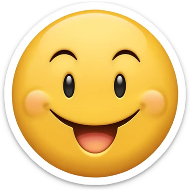 smiley face with wide, uneven eyes, big goofy grin, playful and silly, clumsy personality sticker