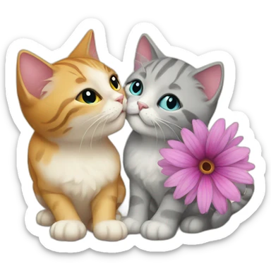 Flower Kiss cat sticker