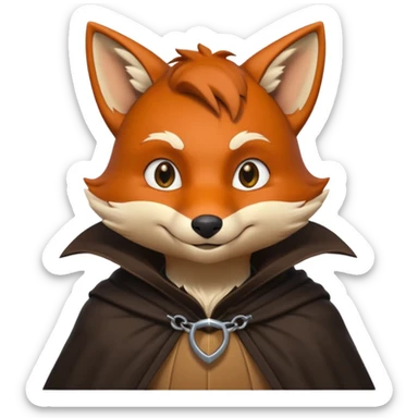thief fox portrait, head and shoulders only, cunning grin, shadowy cloak collar, stealthy look, 3D cartoon, mobile game icon style, clean background, no text, no watermark
 sticker