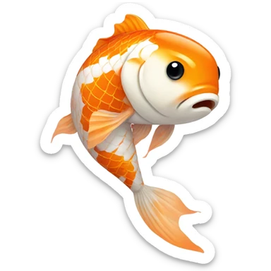 Create a sad koi fish with teary eyes, vibrant orange and white patterns, in a darkened pond with glowing water lilies, subtle ripples, and a faint reflection of its sorrowful face." sticker