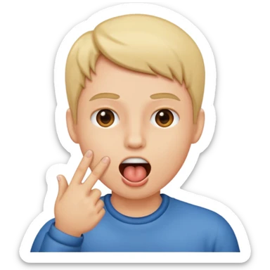 Finger in open mouth sticker