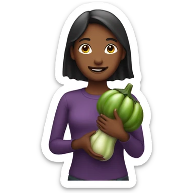 Girl holding eggplant sticker