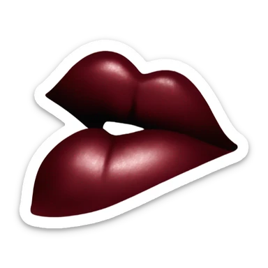 A burgundy-colored lipstick kiss mark on envelope sticker