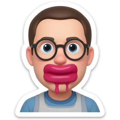 nerd emojo but the mouth is most of the face, and he is drooling sticker