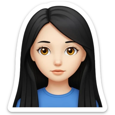 Girl with long black straight hair  sticker