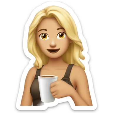 Una chica rubia tomando un café  sticker
