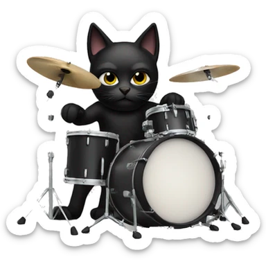 Black cat drummer sticker