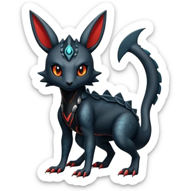Modern Futuristic Scaly Cyber-Salandit-Umbreon-Litten-Hybrid (Full body) sticker