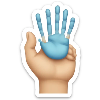 una mano con el dedo incide, medio y meñique extendidos excepto el dedo anular y pulgar el cual estaran tocando la palma sticker