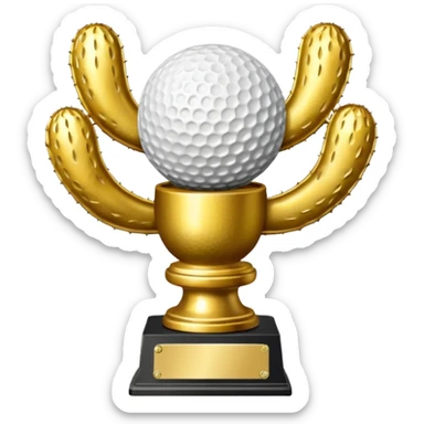 gold cactus trophy golf sticker