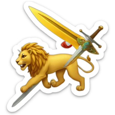 Iran lion, sun and sword sticker