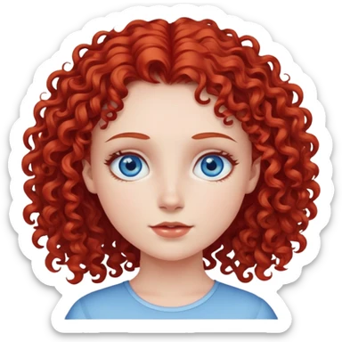 açık tenli mavi gözlü kızıl kıvırcık saçlı kız sticker