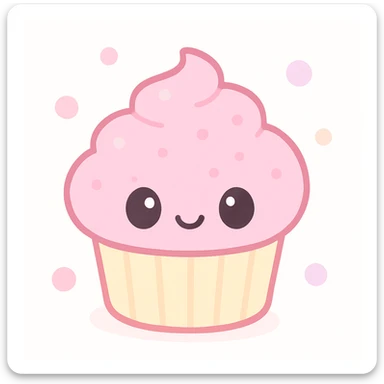 cute cupcake with pink icing, kawaii style sticker