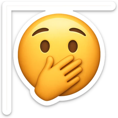 face with hand over mouth emoji, digital illustration sticker