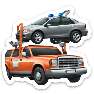 Tow truck carrying a smaller car  sticker