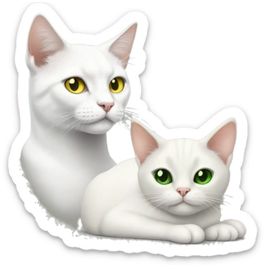 Two cats. White cat with yellow eyes and black cat with green eyes sticker