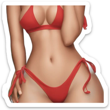 Sexy pose soft-fit woman red bikini (beach body) realism sticker