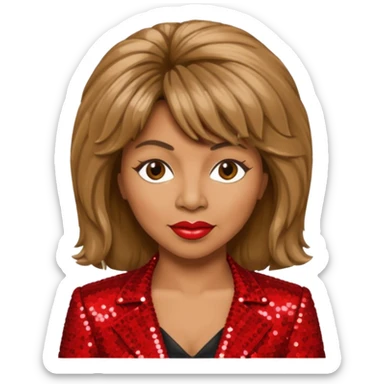 Tina Turner, Queen of Rock'n Roll from Famous People with long light brown hair, red sequin outfit sticker