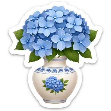 white vase with blue flowers sticker