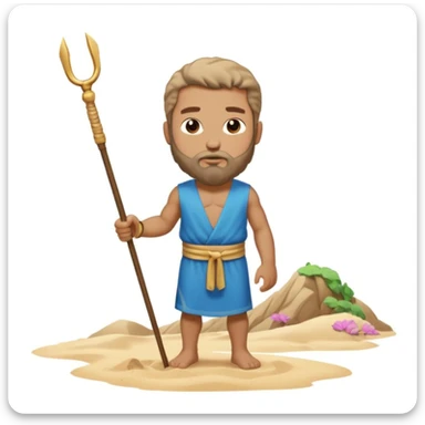 Moses standing firmly, gripping his rod, determined expression, sand and sky, historical illustration, emoji style sticker