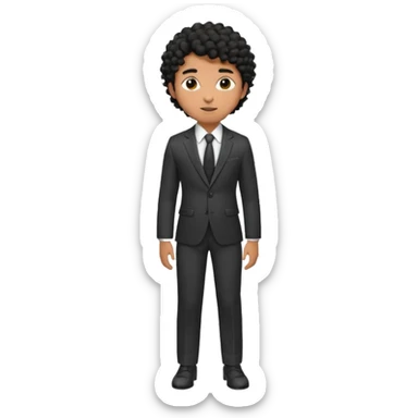Young man, brown skin, black curly hair, tailored trousers, suit jacket, and tie

 sticker