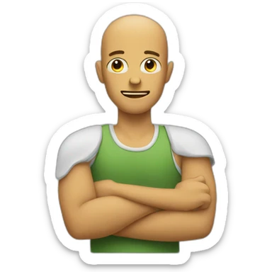 a weird guy with three arms sticker