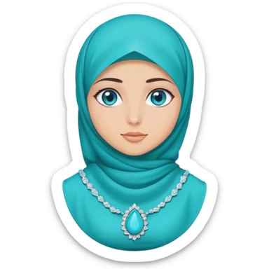 Turkish beautiful finish Konya girl blue eyes with hijab and turquoise stone dress sticker