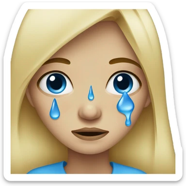 crying blue tears blonde woman sticker