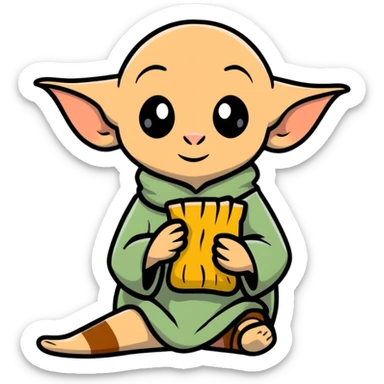 excited Dobby the house elf at Hogwarts holding a sock sticker