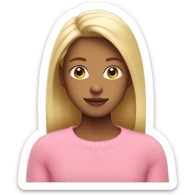 Girl with blonde hair wearing pink sweater sticker