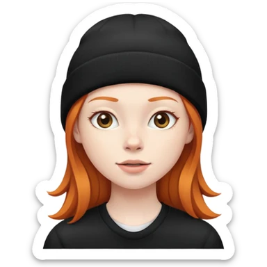 A ginger girl with a black beanie on sticker