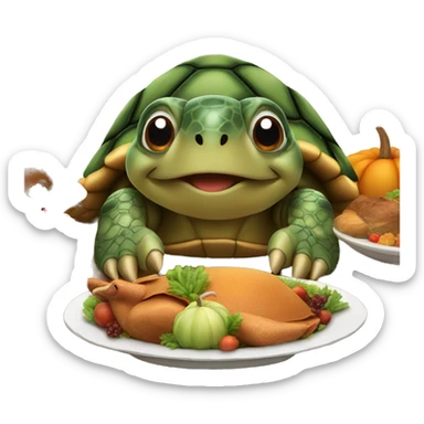 Turtle eating turkey for thanksgiving  sticker
