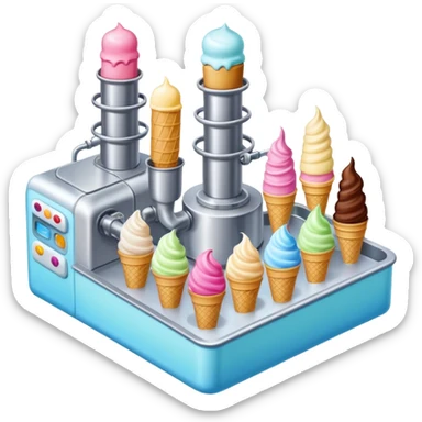 Ice cream factory with machines and production lines sticker