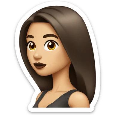 Brunette bombshell girl with long straight hair, big lips and hazel eyes sticker