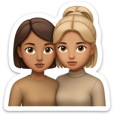 Girl pushing other girl away Memoji style sticker