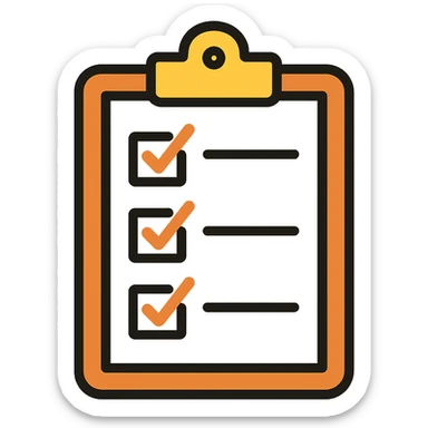 Remove the guinea pig, leaving only the clipboard or checklist, in the same cute, outlined, colorful style. sticker