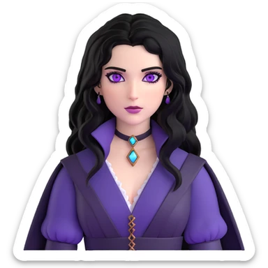 Yennefer from Witcher with black hair and purple eyes sticker