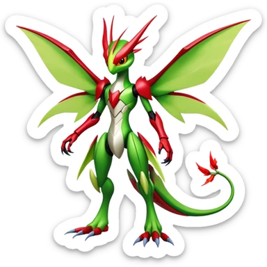  Cool Edgy Shiny Futuristic Ethereal Legendary Scizor-Kartana-Digimon-Schyther-Flygon-hybrid full body sticker