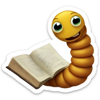 Worm reading a book sticker