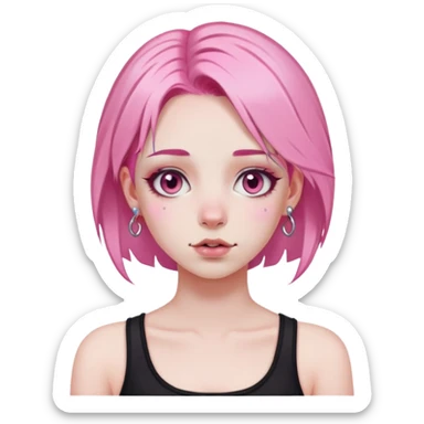 pale girl with pink hair and face piercings sticker