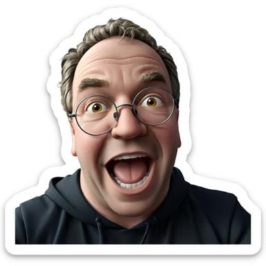 boy with glasses smiling at viewer sticker