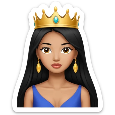 Miss universe south east Asian black with very long straight black hair sticker