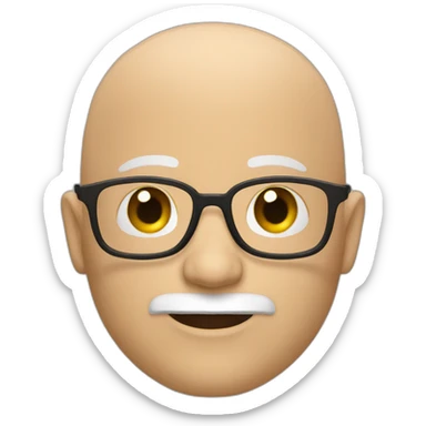 bald white man with glasses and a brown goatee sticker