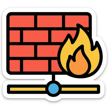 network firewall icon with color outline sticker