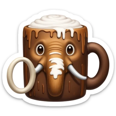 A mammoth who drinks a hot chocolate sticker