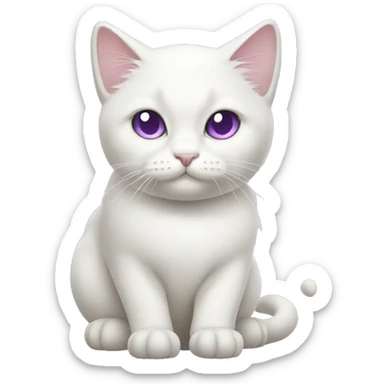 white cat with a light purple bow sticker