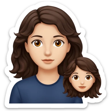 Olhos castanhos, cabelo castanho escuro e ondolado, pele clara sticker