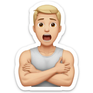 arms crossed holding neck screaming guy sticker