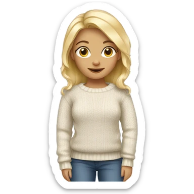 blonde girl in cozy sweater sticker