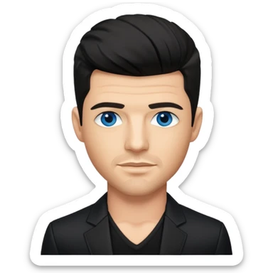 Robin Thicke with blue eyes, black hair, black outfit sticker